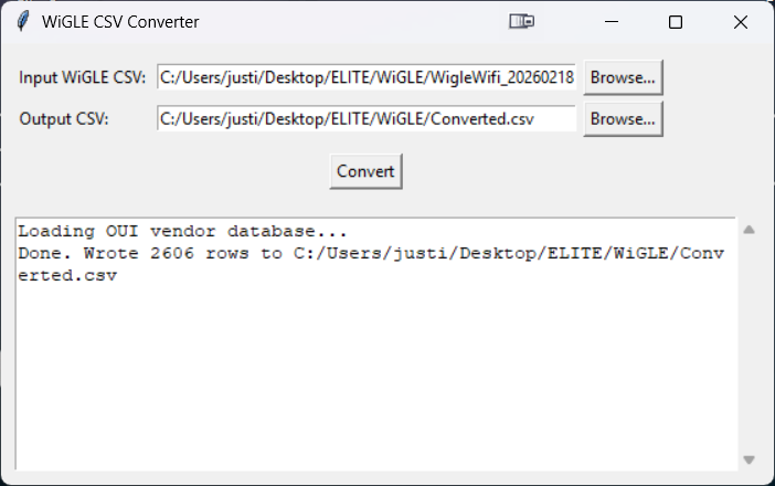WiGLE CSV Converter